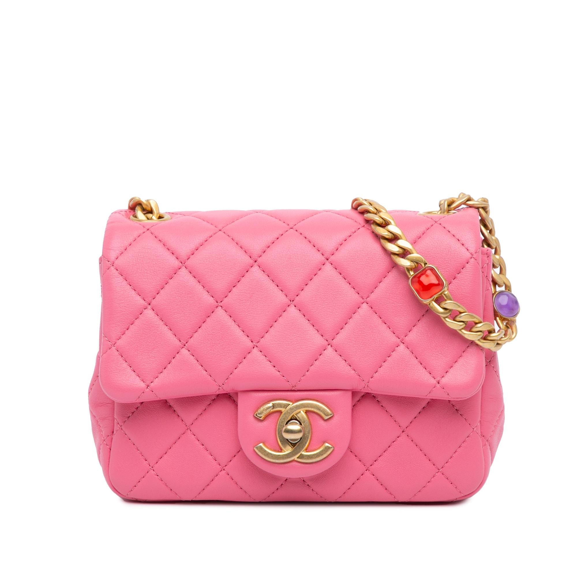 Chanel Mini Square Lambskin Pearl Samba Flap