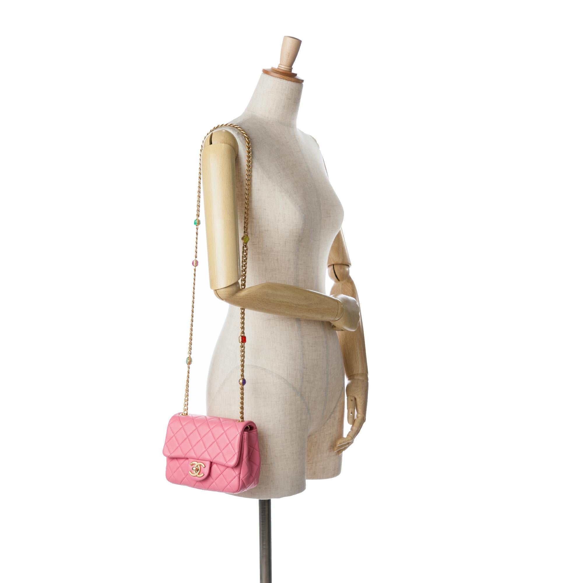 Chanel Mini Square Lambskin Pearl Samba Flap