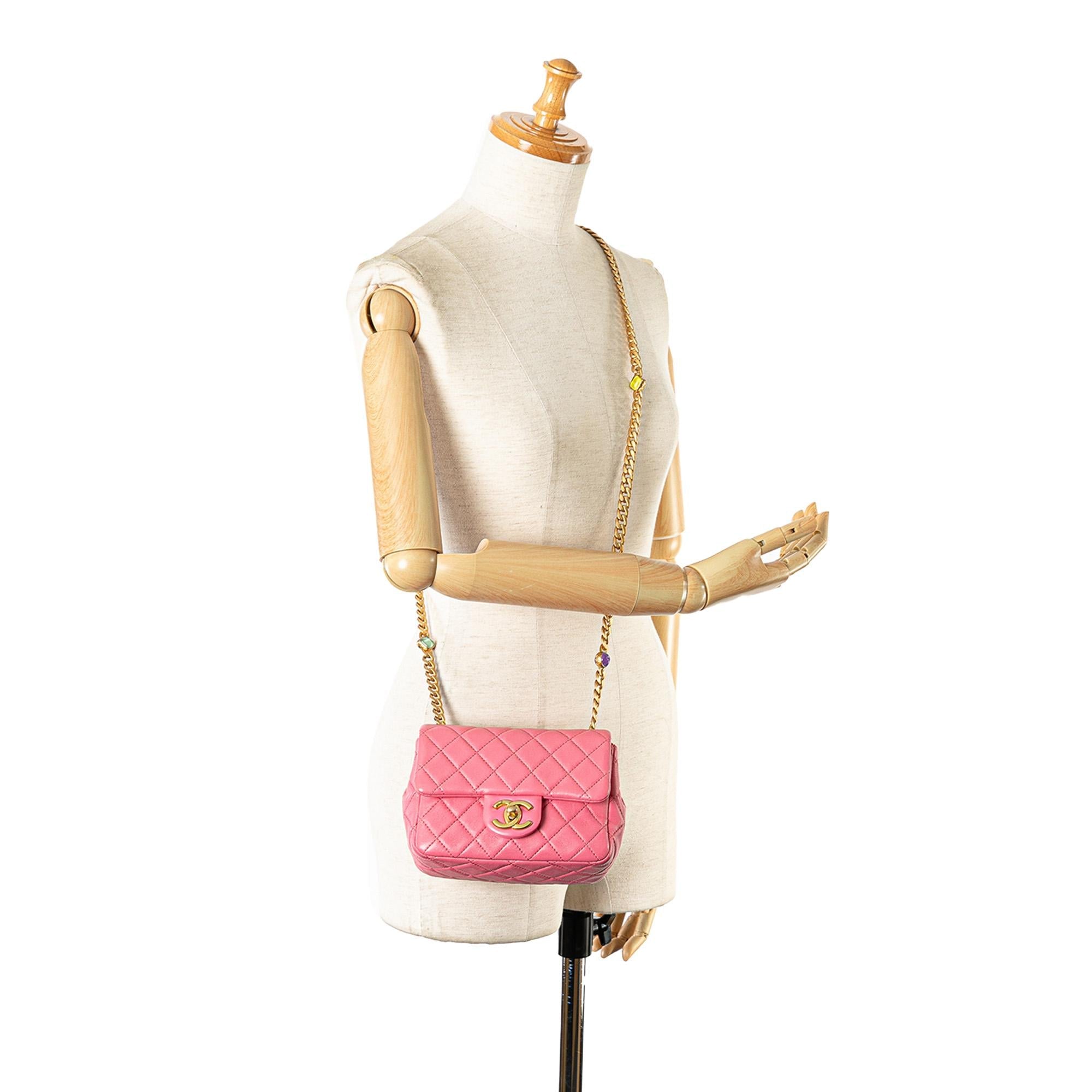Chanel Mini Square Lambskin Pearl Samba Flap