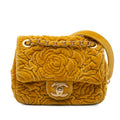 Chanel Mini Square Velvet Camellia Embossed Flap