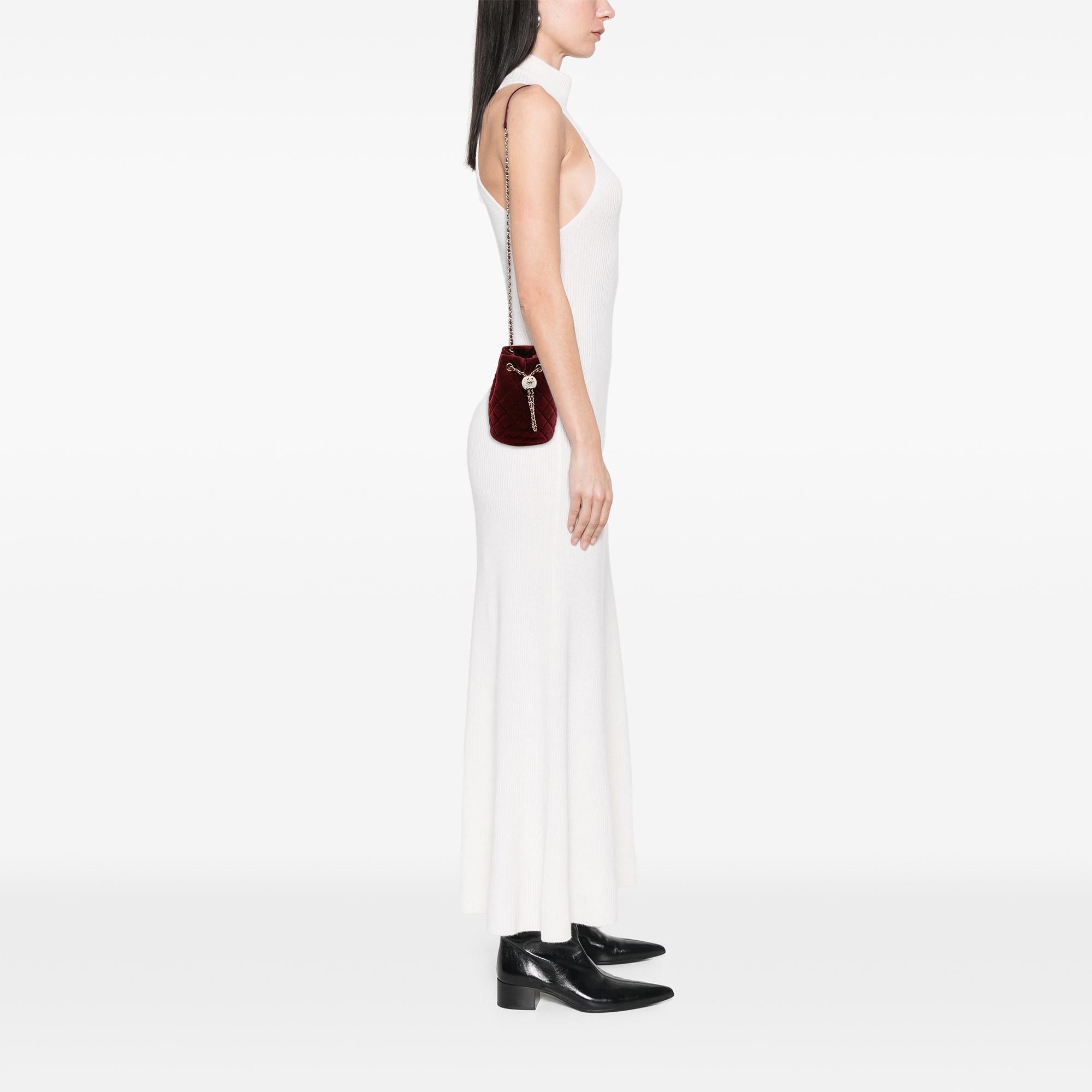 Chanel Mini Velvet Crystal Pearl Crush Bucket Bag