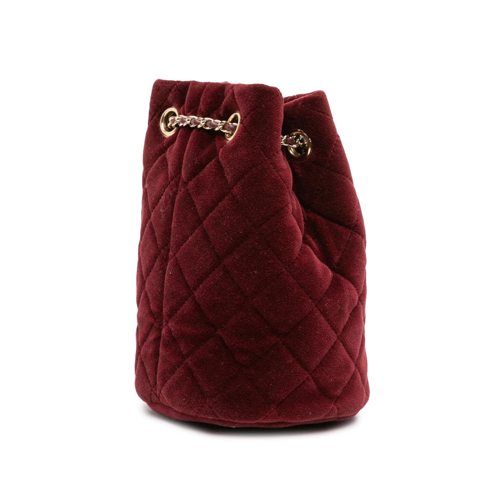 Chanel Mini Velvet Crystal Pearl Crush Bucket Bag