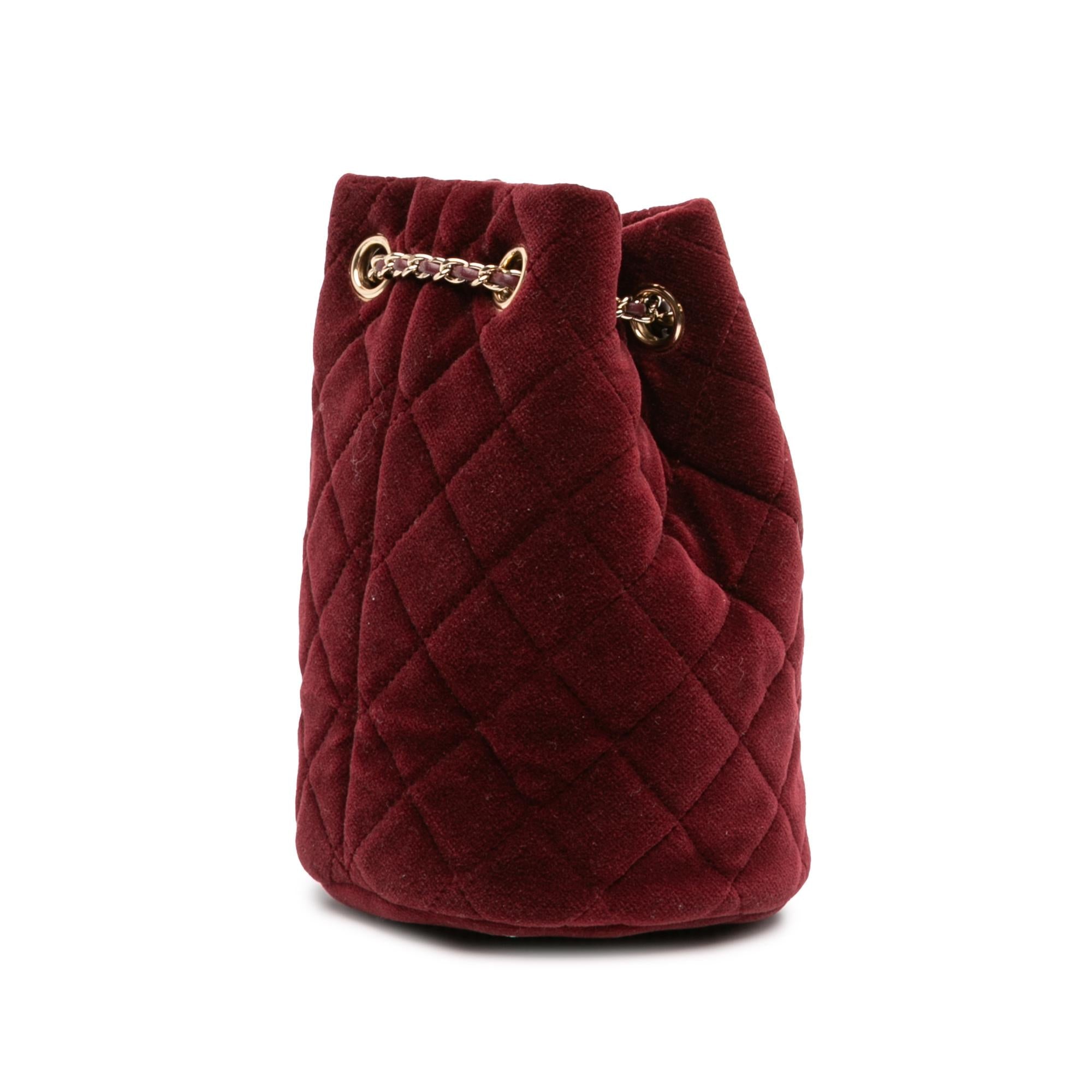 Chanel Mini Velvet Crystal Pearl Crush Bucket Bag
