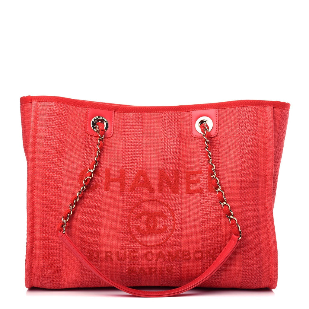 CHANEL Mixed Fibers Striped Deauville Tote