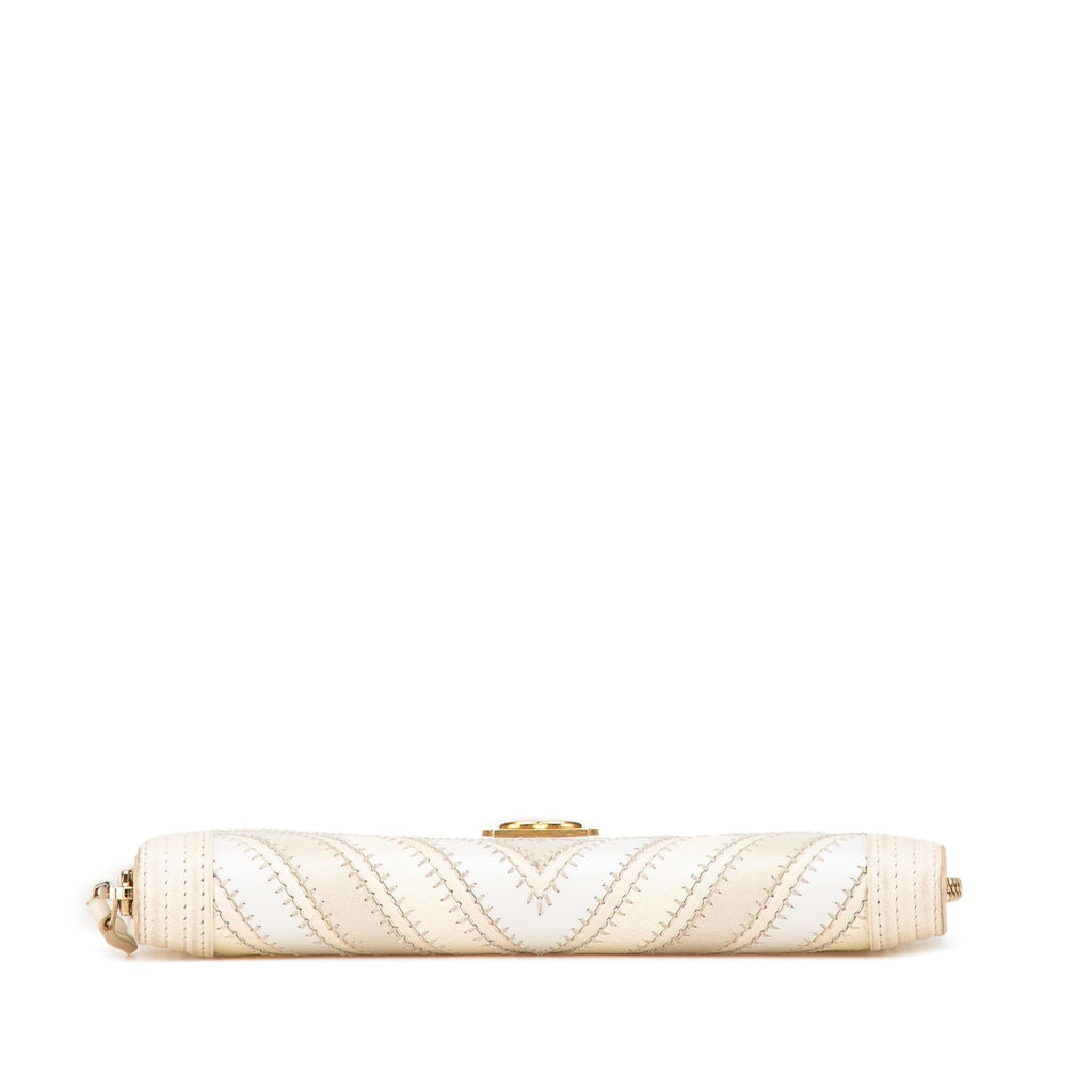 Chanel Mixed Leather Chevron Boy Zip Around Wallet