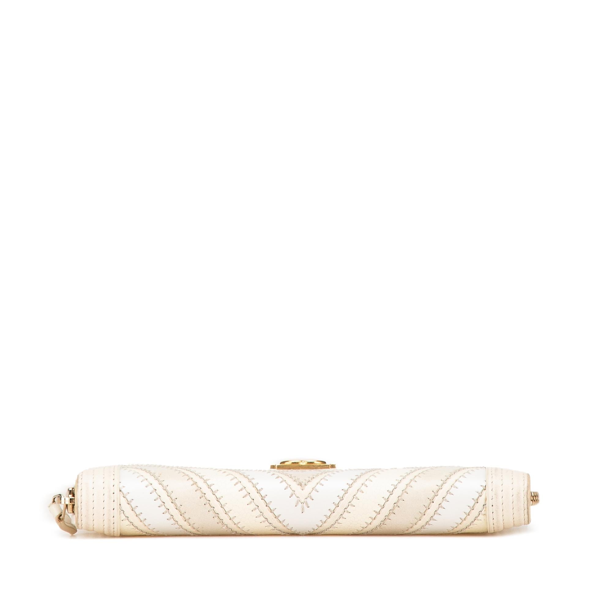 Chanel Mixed Leather Chevron Boy Zip Around Wallet