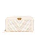 Chanel Mixed Leather Chevron Boy Zip Around Wallet