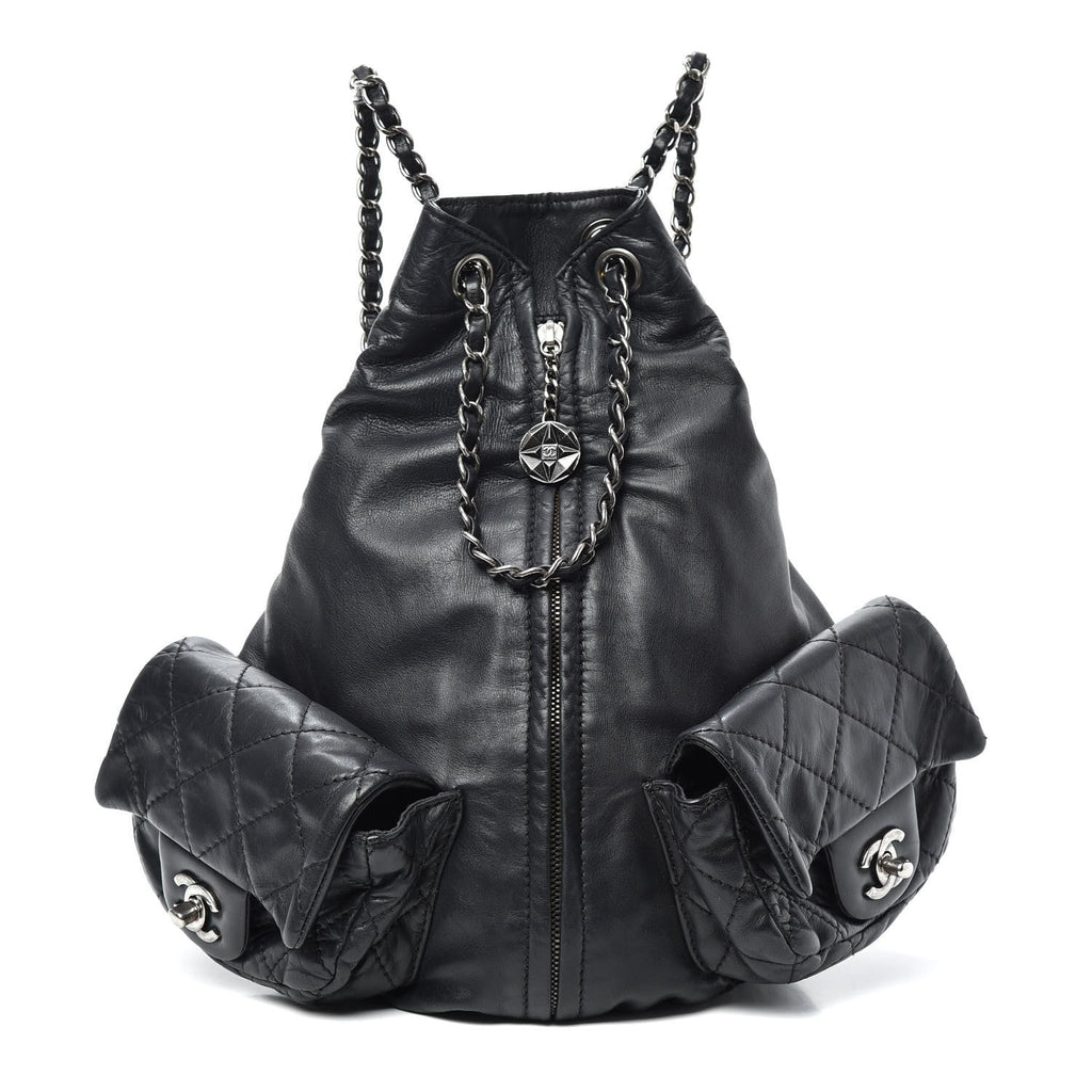 CHANEL MULTI POCKETS CALFSKIN LEATHER BACKPACK