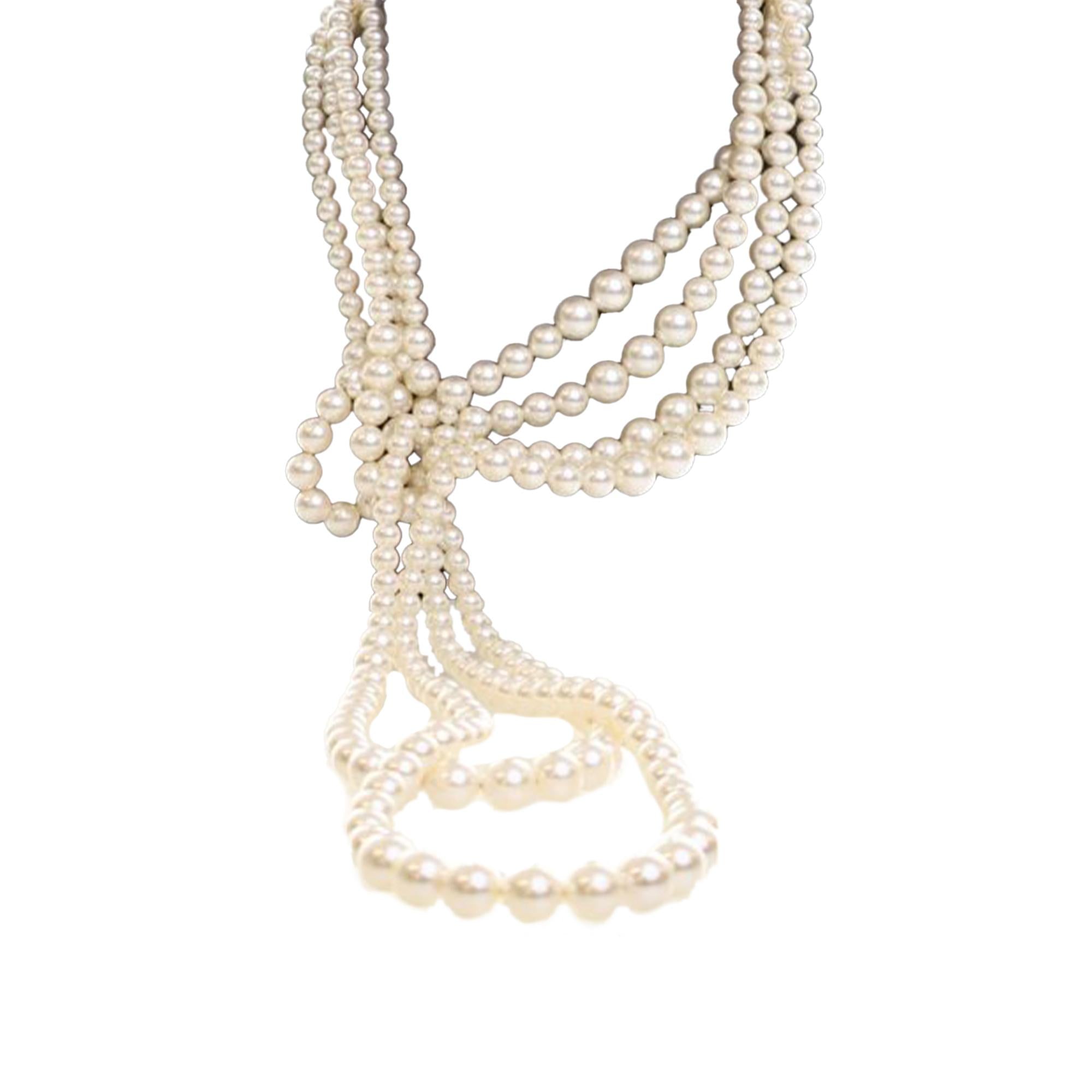 Chanel Multi Strand Knotted Faux Pearl Necklace