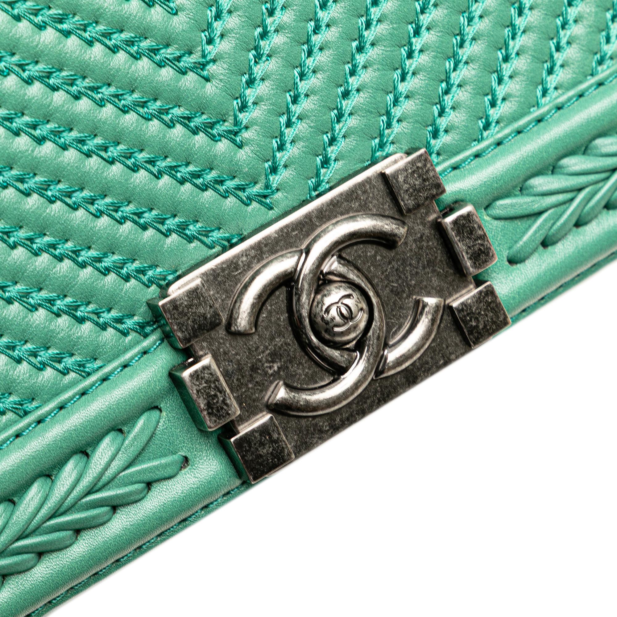 Chanel New Medium Braided Chevron Lambskin Boy Flap