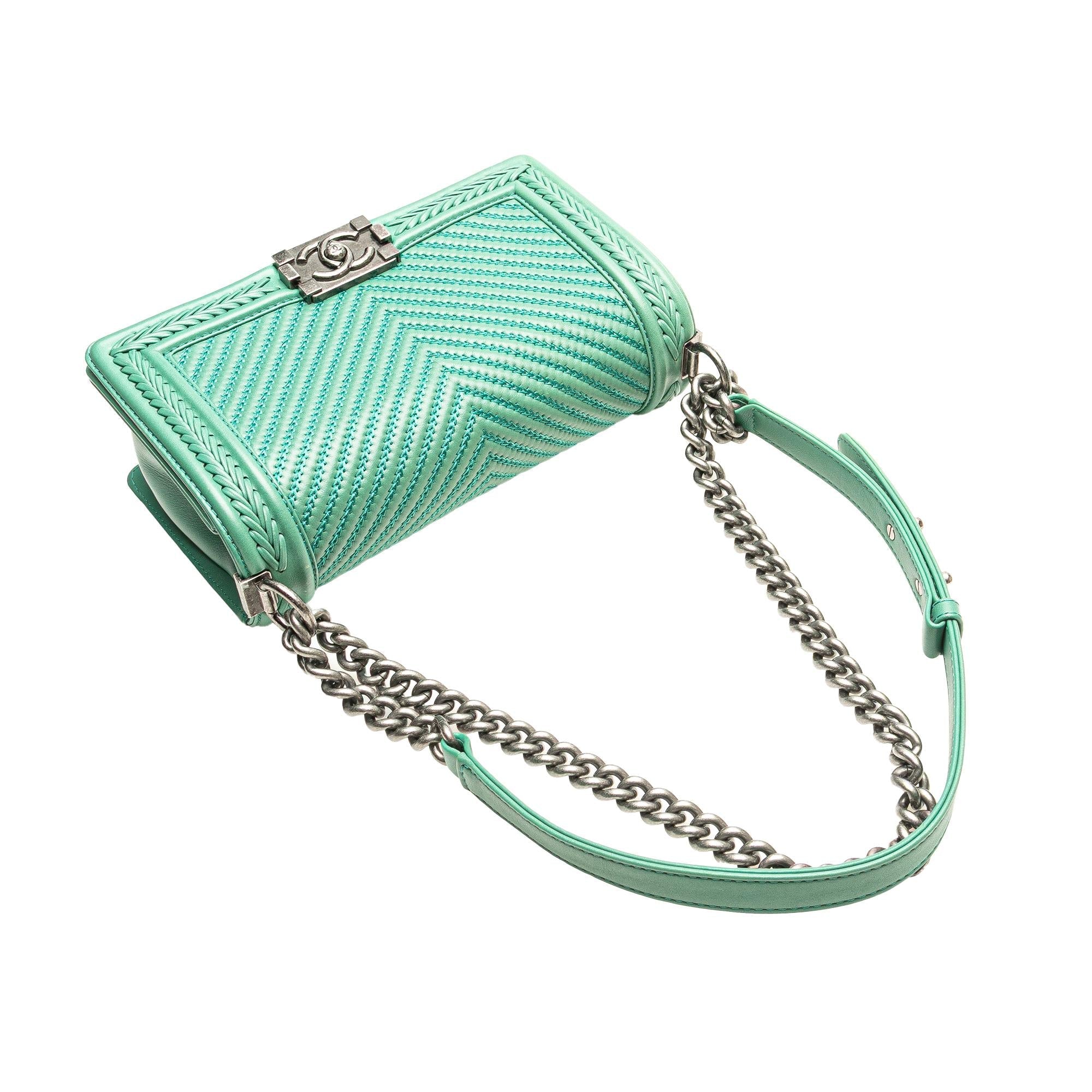 Chanel New Medium Braided Chevron Lambskin Boy Flap