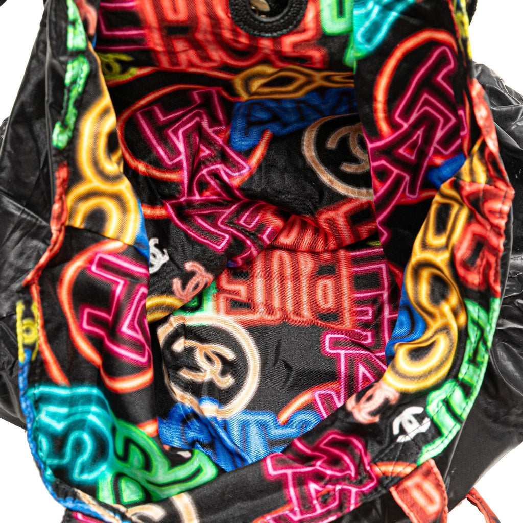 Chanel Nylon Graffiti Foldable Shopping Tote in Caviar Flap (SHG-HcnFTW)