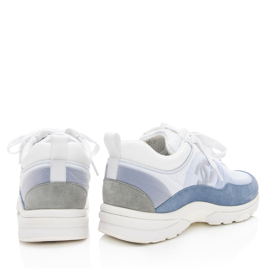 Chanel Nylon Suede CC Sneakers - Size 7 / 37