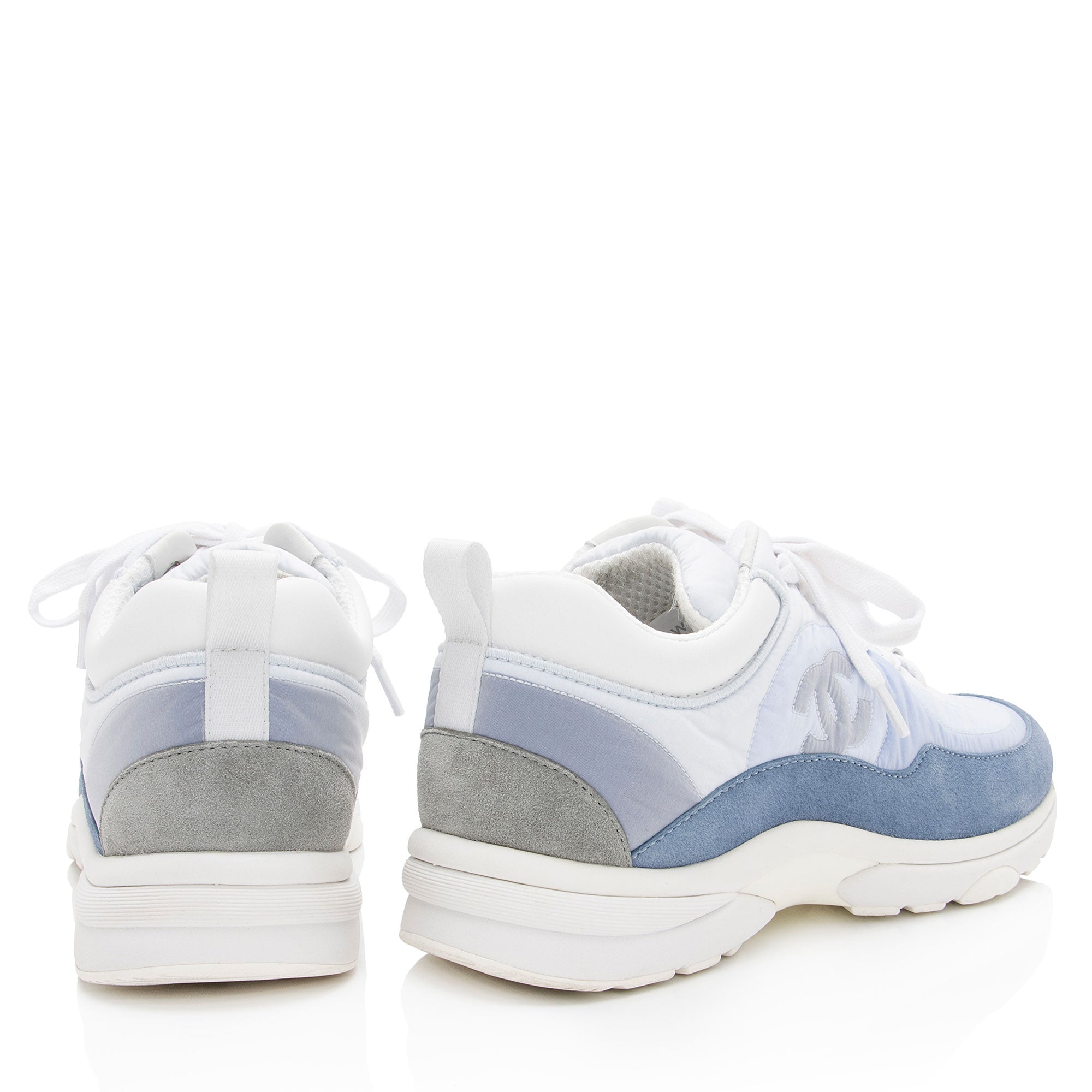 Chanel Nylon Suede CC Sneakers - Size 7 / 37