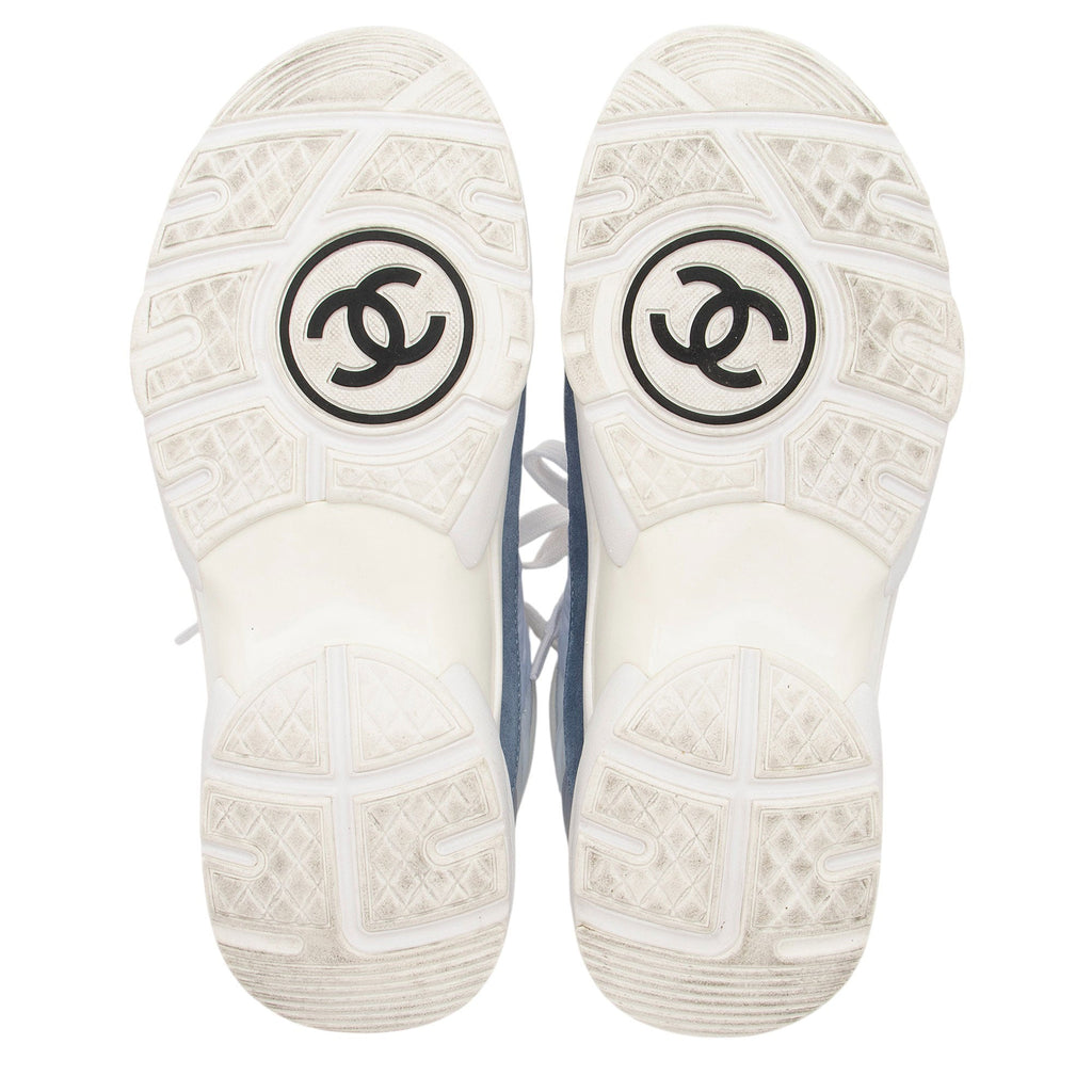 Chanel Nylon Suede CC Sneakers - Size 7 / 37