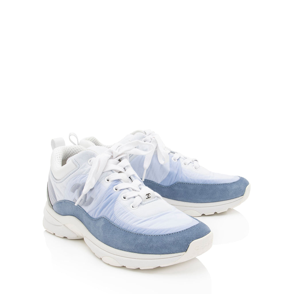 Chanel Nylon Suede CC Sneakers - Size 7 / 37