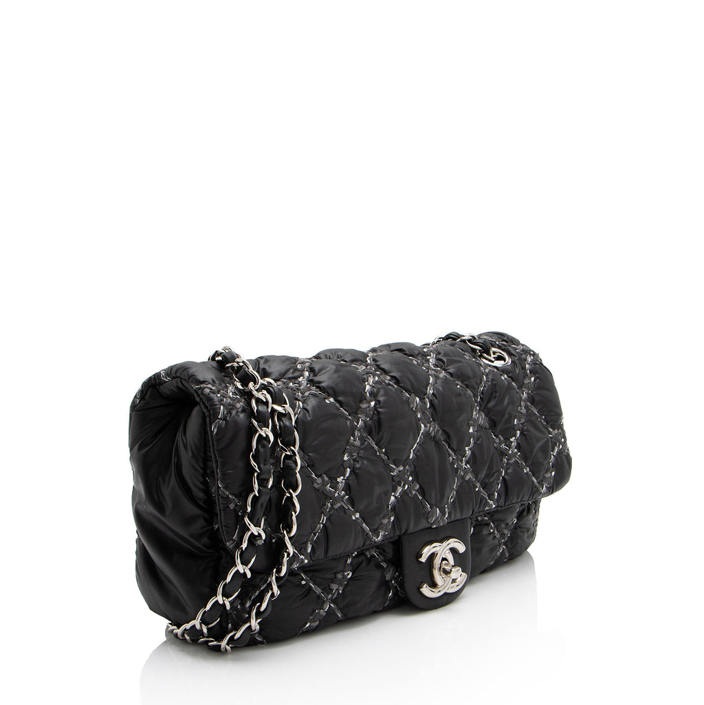 Chanel Nylon Quilted Tweed On Stitch Flap Bag (SHF-4UuNtD)