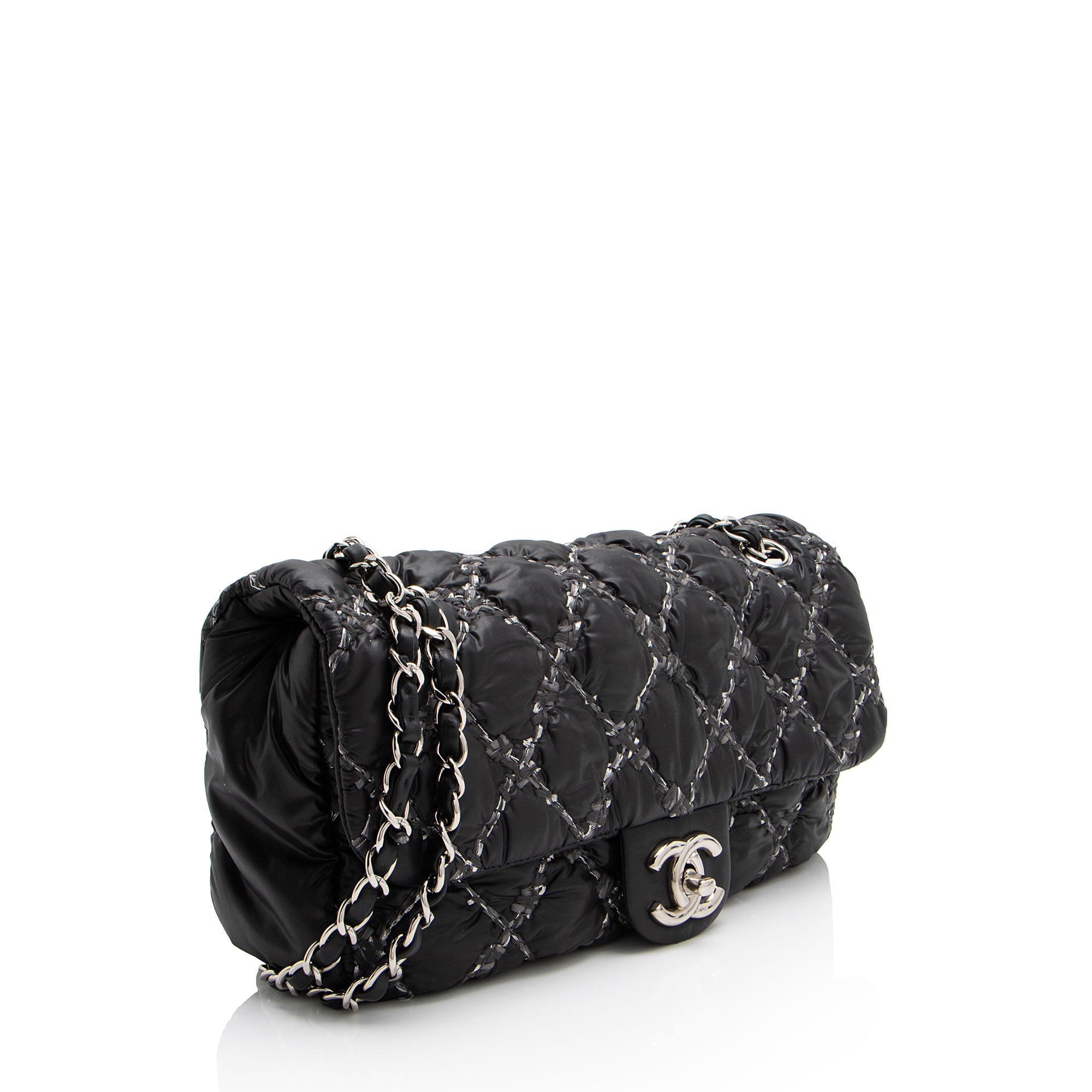 Chanel Nylon Quilted Tweed On Stitch Flap Bag (SHF-4UuNtD)