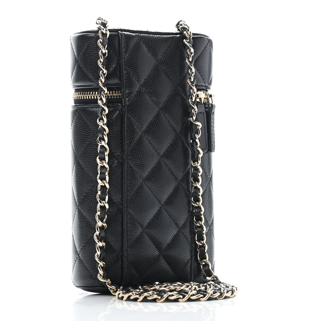 CHANEL Classic Vanity Phone Holder with Chain Quilted Caviar