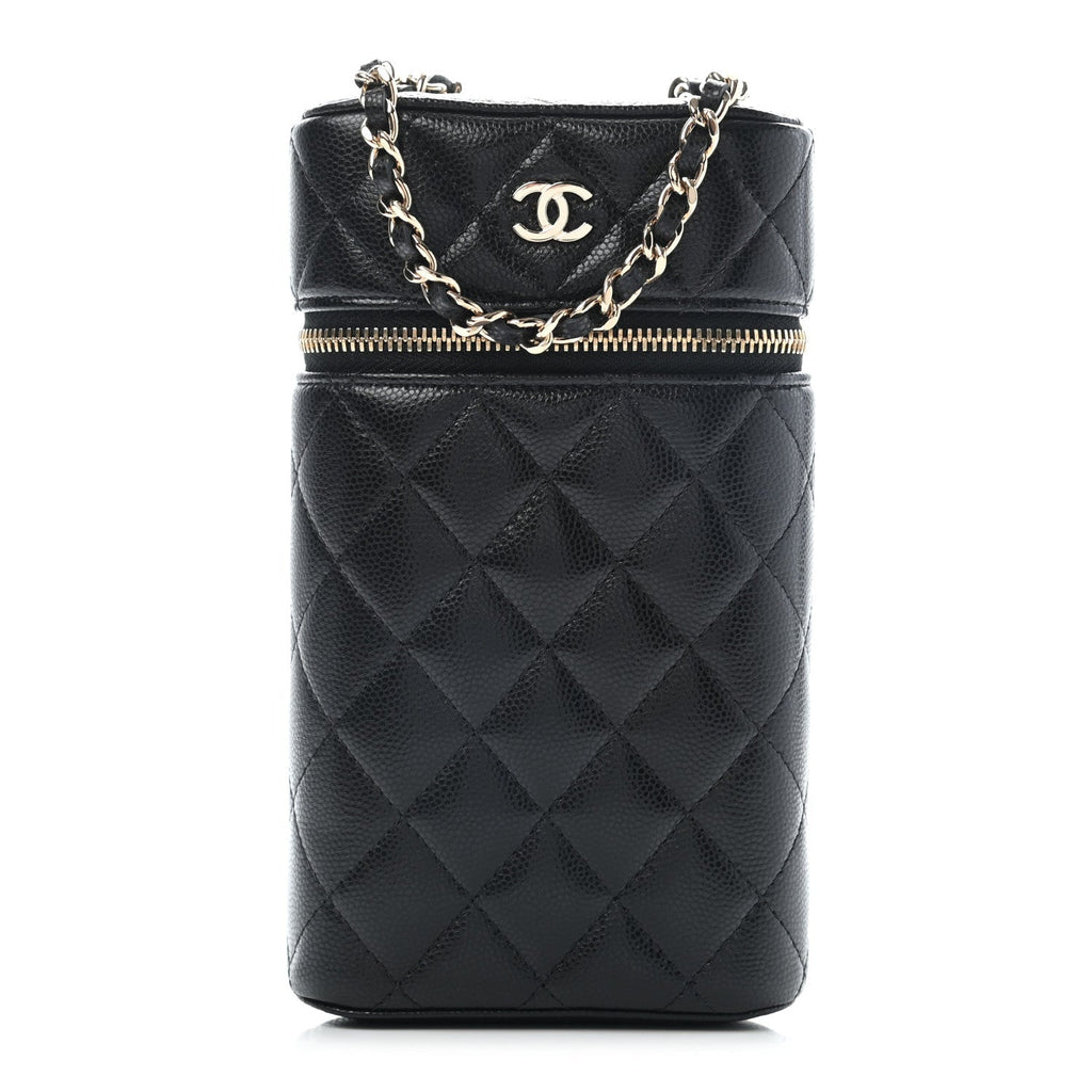 CHANEL Classic Vanity Phone Holder with Chain Quilted Caviar