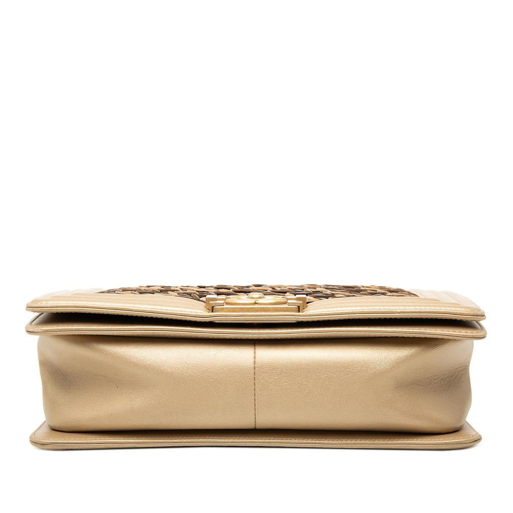 Chanel Old Medium Braided Metallic Lambskin Boy Flap