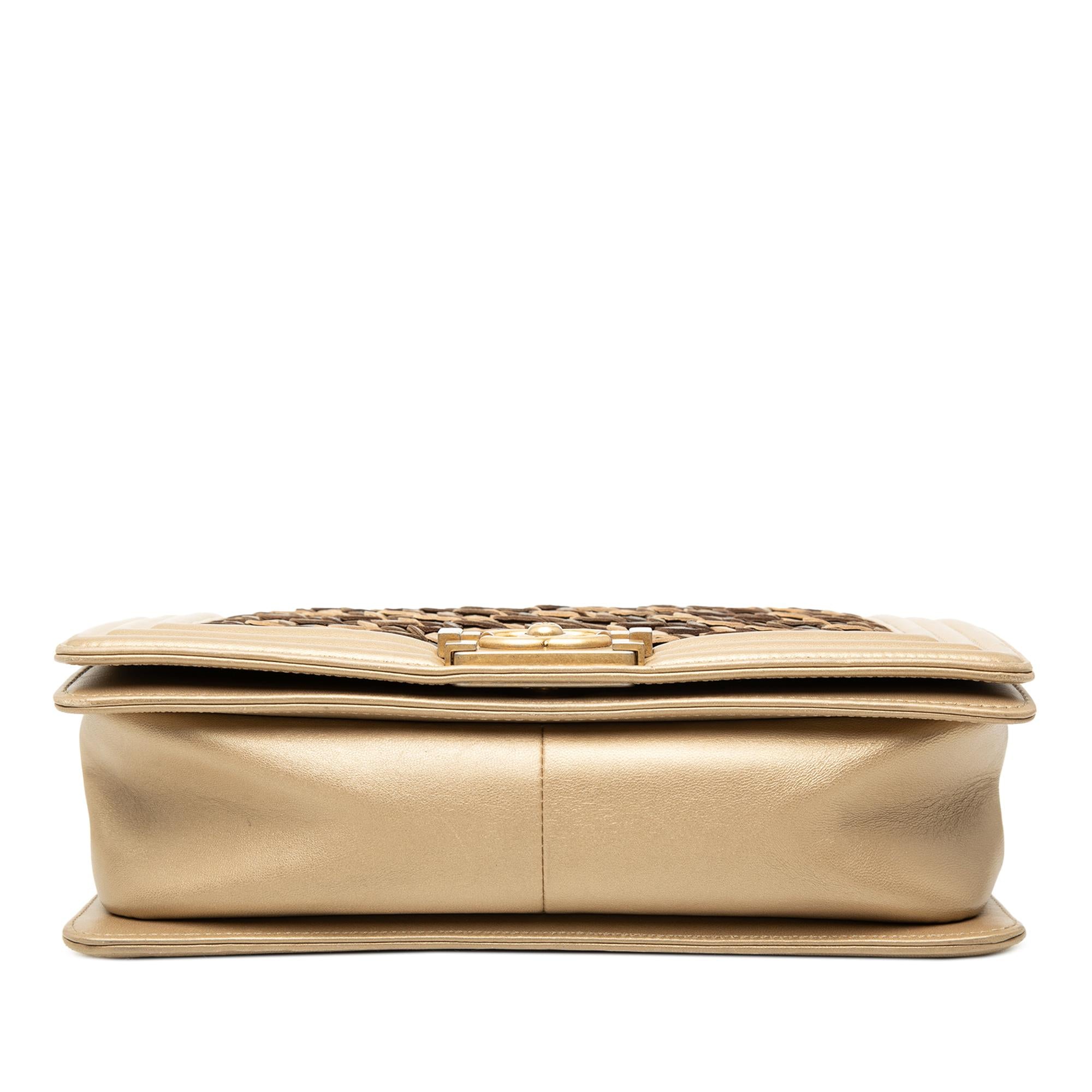 Chanel Old Medium Braided Metallic Lambskin Boy Flap