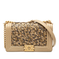 Chanel Old Medium Braided Metallic Lambskin Boy Flap