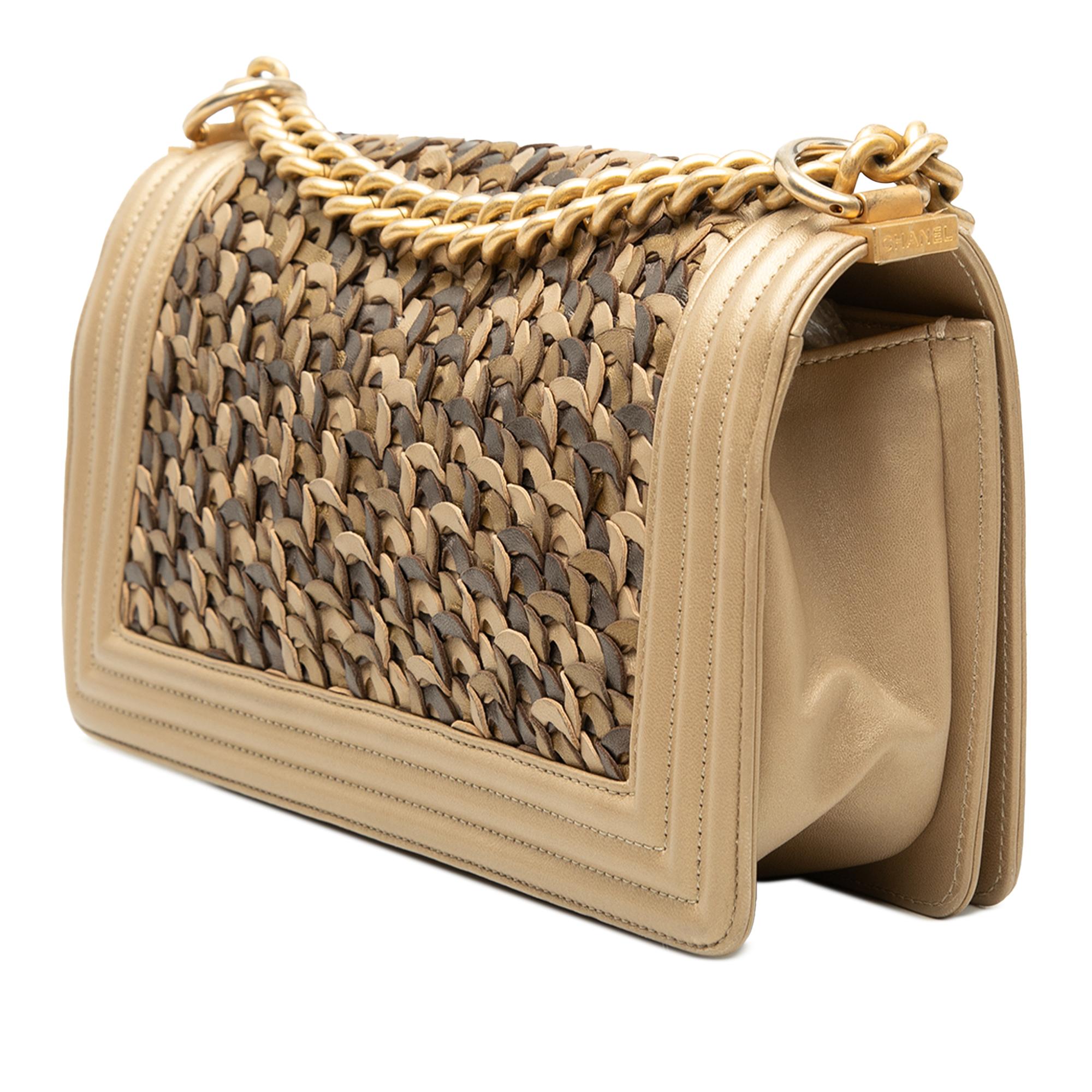 Chanel Old Medium Braided Metallic Lambskin Boy Flap