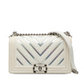 Chanel Old Medium Chevron Lambskin and Iridescent PVC Boy Flap