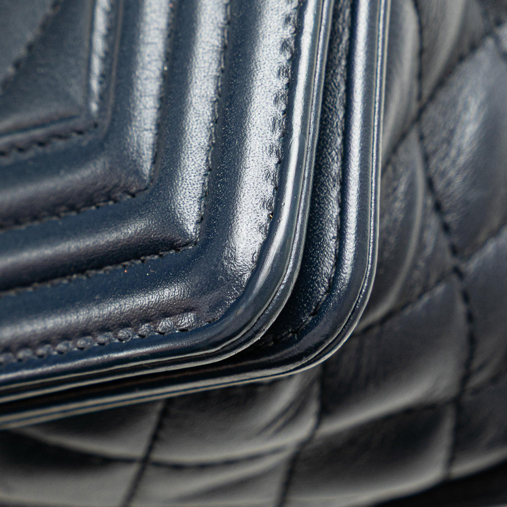 Chanel Old Medium Chevron and Diamond Quilted Lambskin Boy Flap