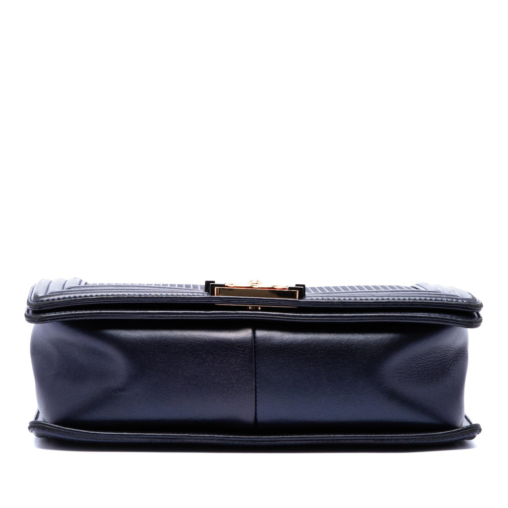 Chanel Old Medium Lambskin Embossed Cube Boy Flap