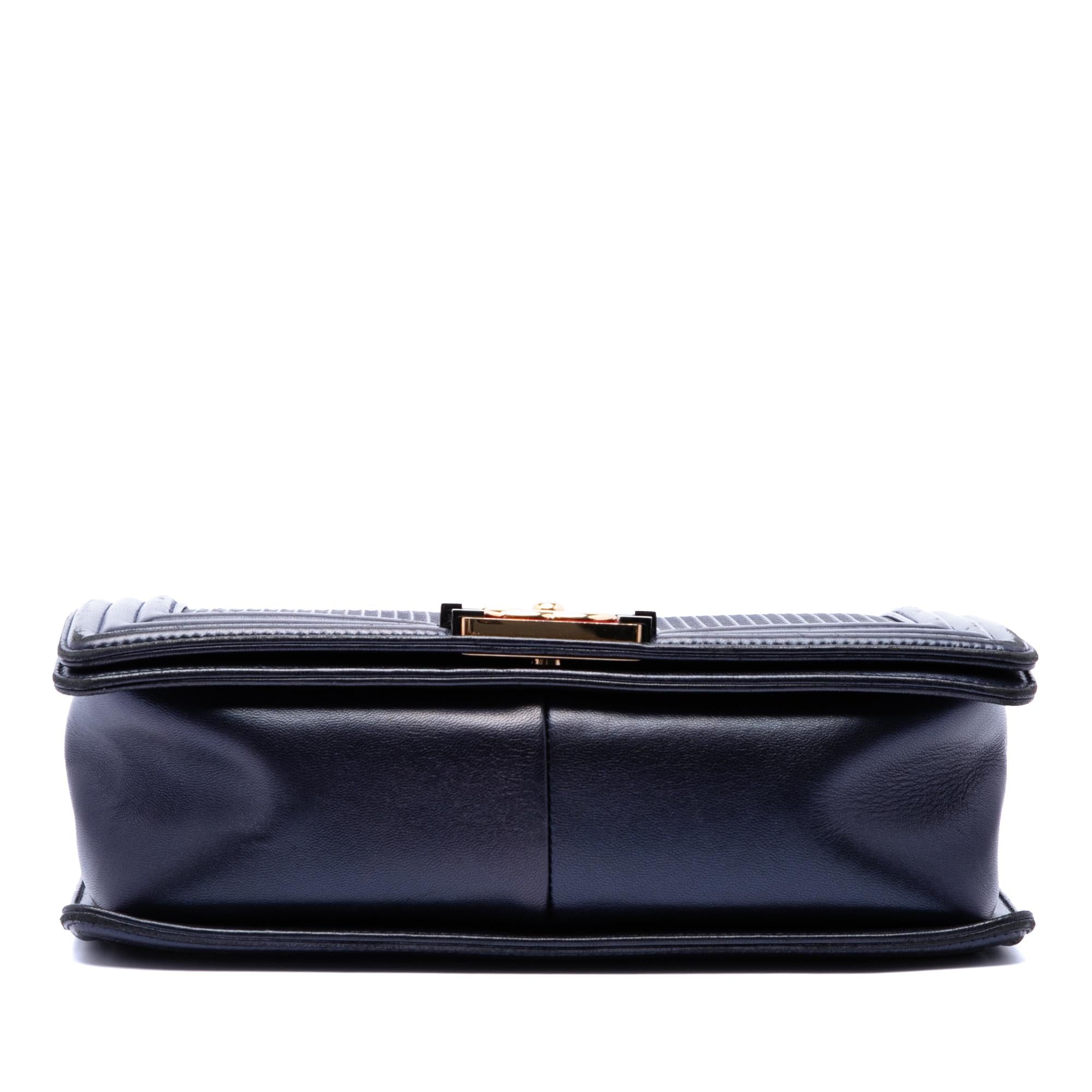 Chanel Old Medium Lambskin Embossed Cube Boy Flap
