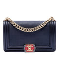 Chanel Old Medium Lambskin Embossed Cube Boy Flap