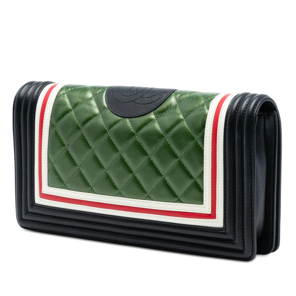 Chanel Old Medium Multicolor Quilted Lambskin Crest Boy Flap