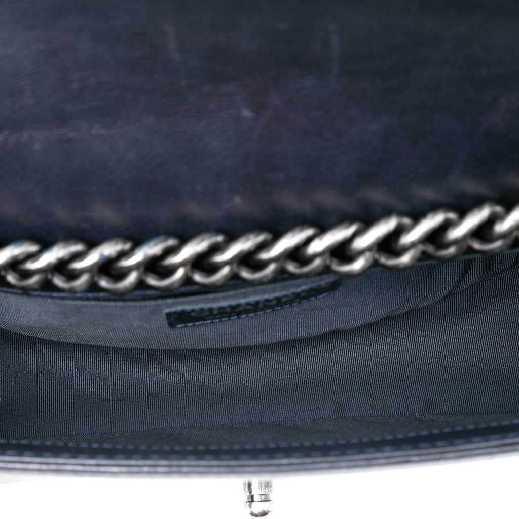 Chanel Old Medium Quilted Calfskin Whipstitch Chain Around Boy Top Handle Flap