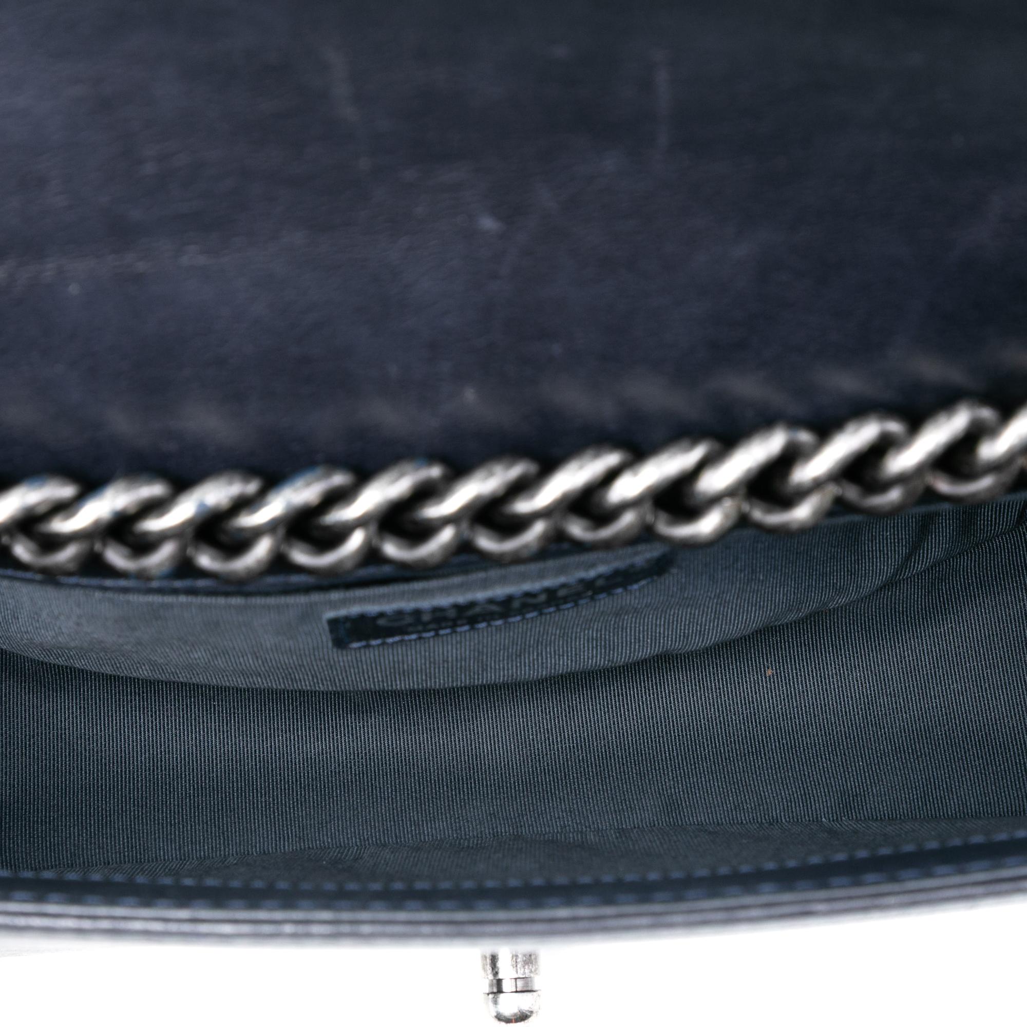 Chanel Old Medium Quilted Calfskin Whipstitch Chain Around Boy Top Handle Flap