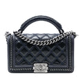 Chanel Old Medium Quilted Calfskin Whipstitch Chain Around Boy Top Handle Flap