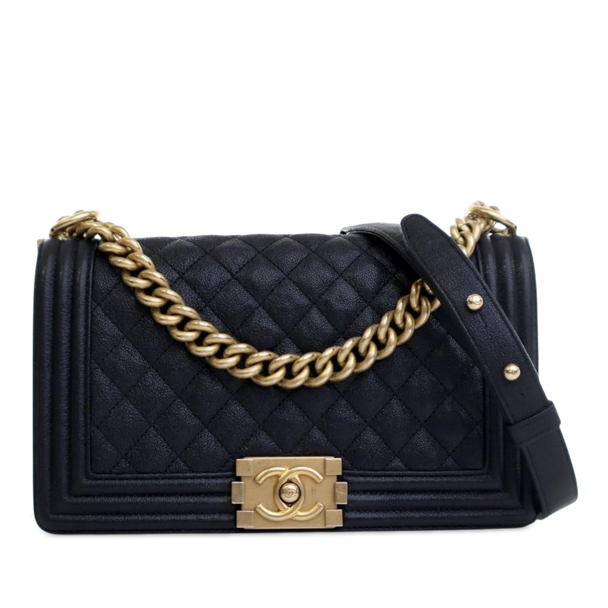Chanel Old Medium Quilted Caviar Boy Flap