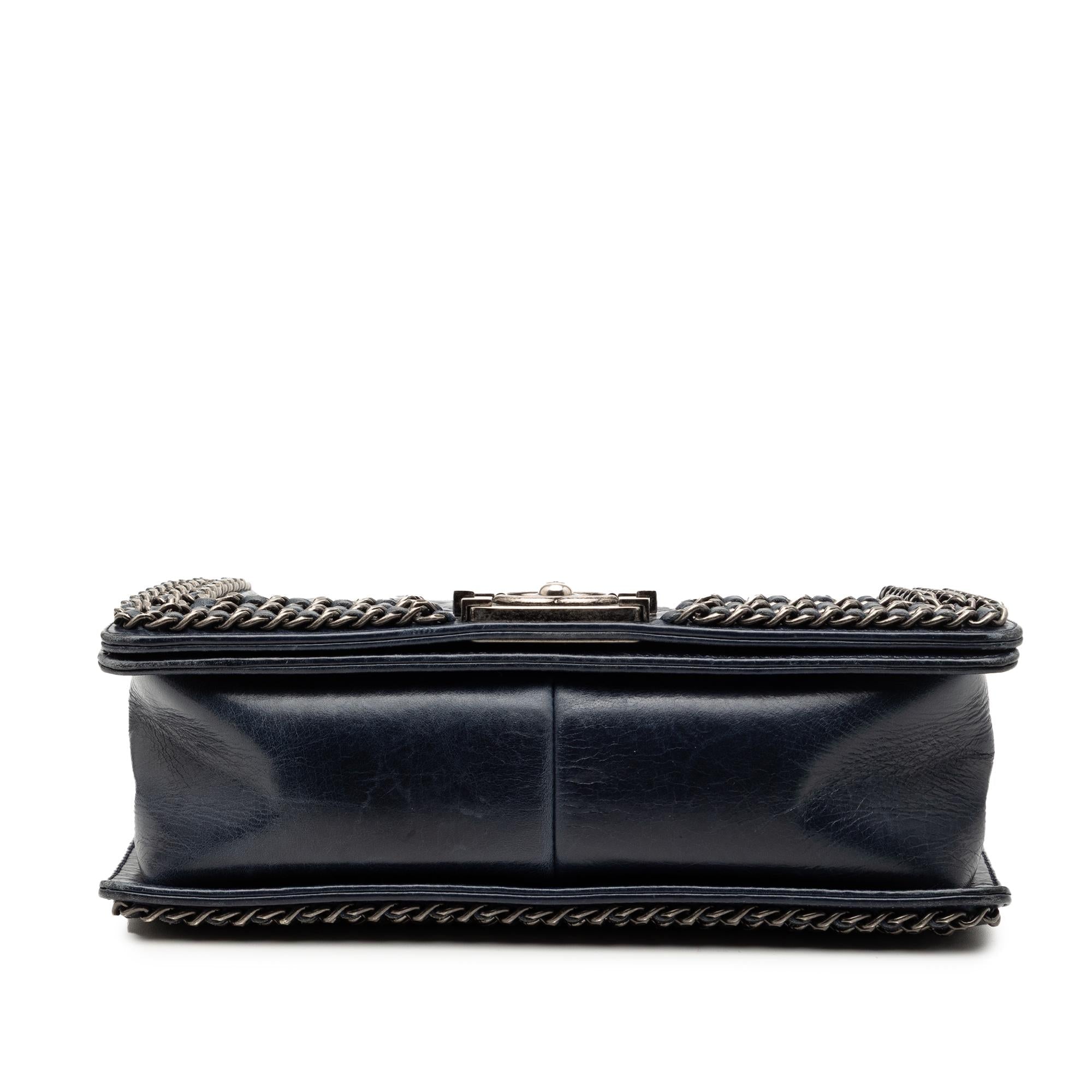 Chanel Old Medium Quilted Glazed Calfskin Chain Around Boy Flap
