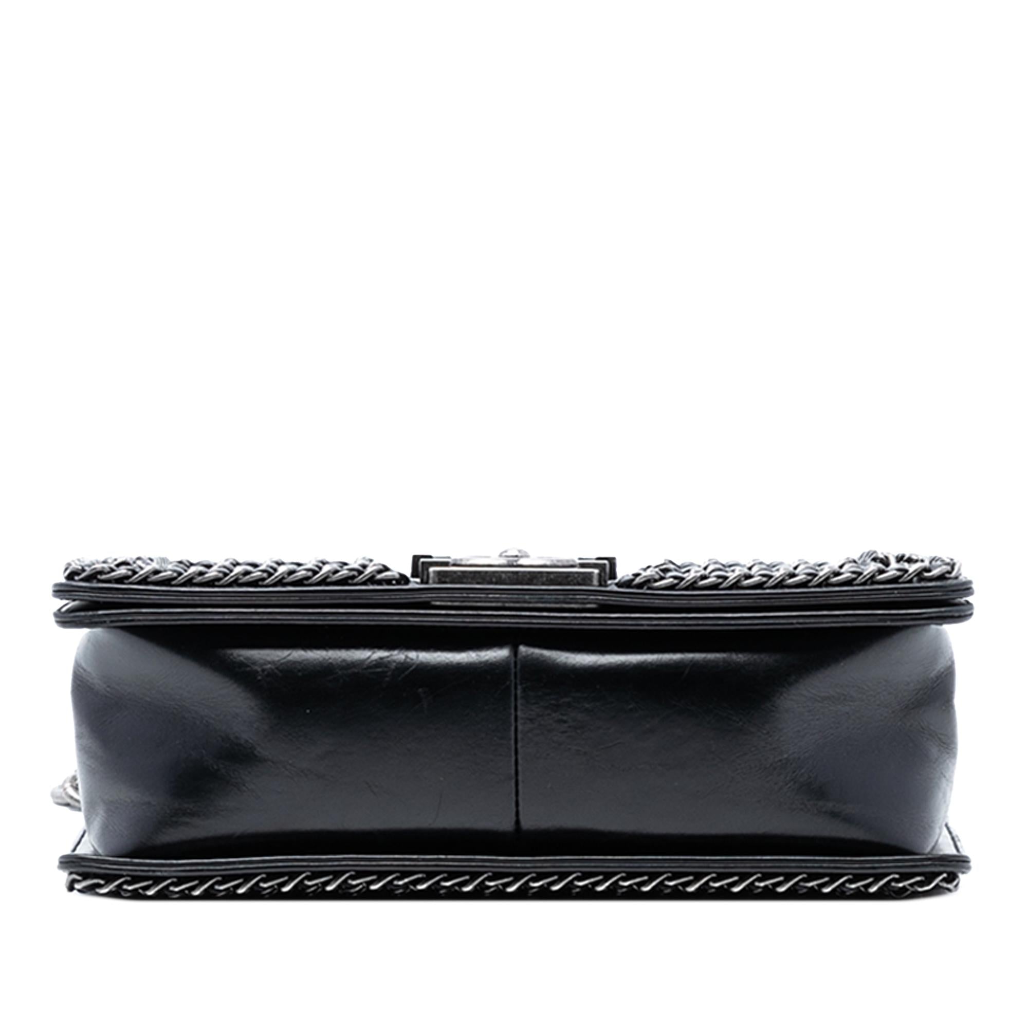 Chanel Old Medium Quilted Glazed Calfskin Chain Around Boy Flap