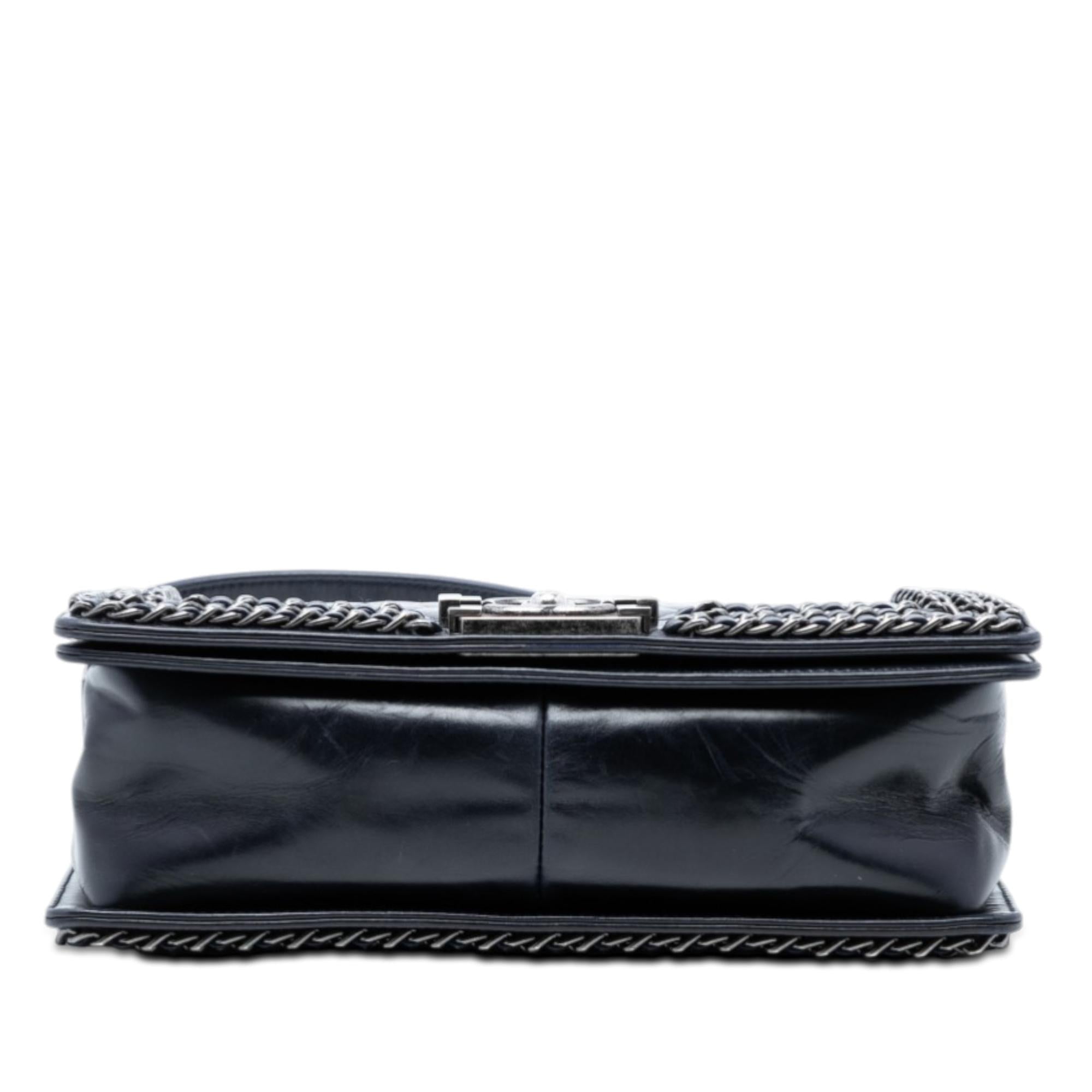 Chanel Old Medium Quilted Glazed Calfskin Chain Around Boy Flap