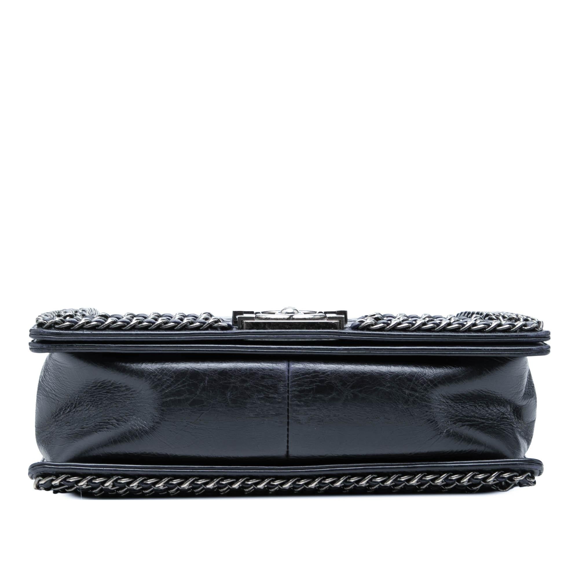 Chanel Old Medium Quilted Glazed Calfskin Chain Around Boy Flap