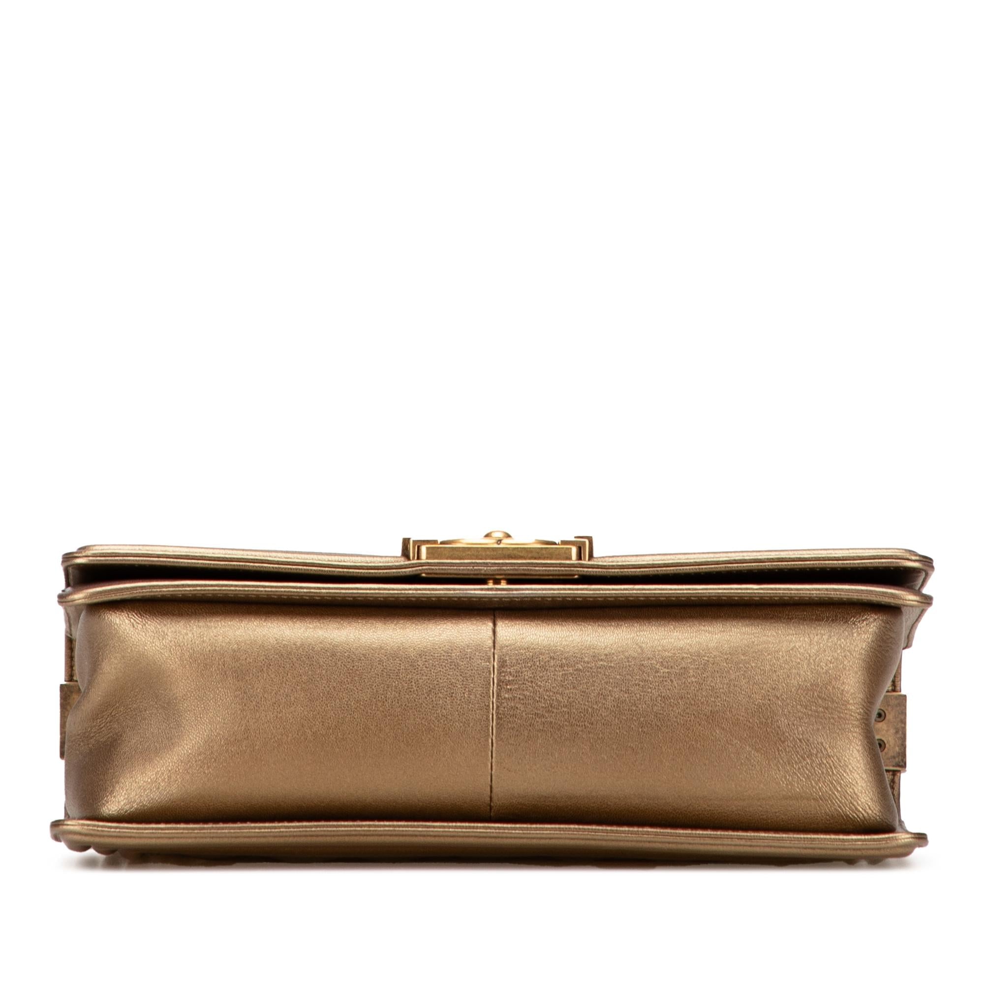 Chanel Old Medium Quilted Metallic Lambskin Boy Flap