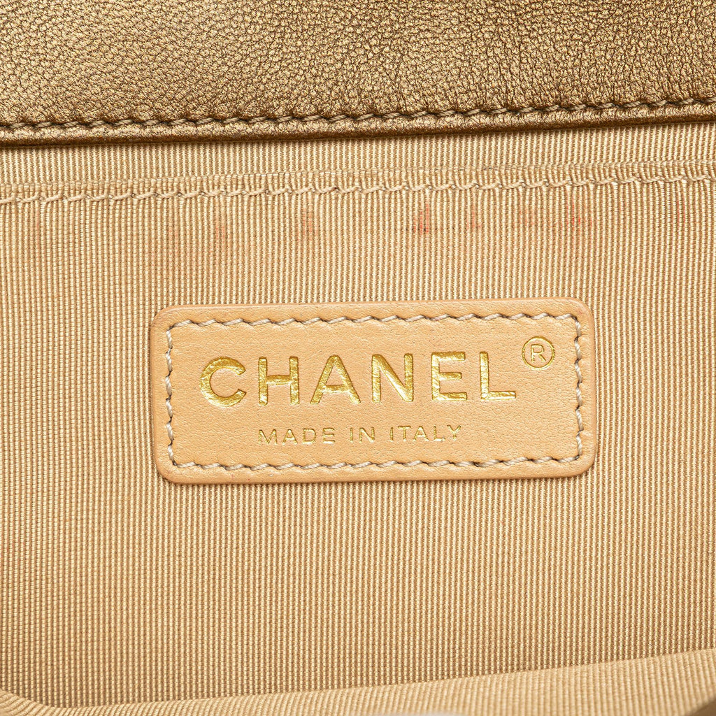 Chanel Old Medium Quilted Metallic Lambskin Boy Flap