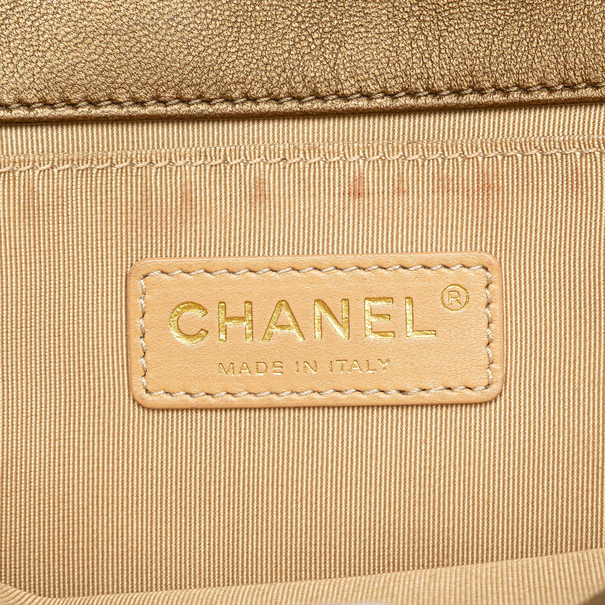 Chanel Old Medium Quilted Metallic Lambskin Boy Flap