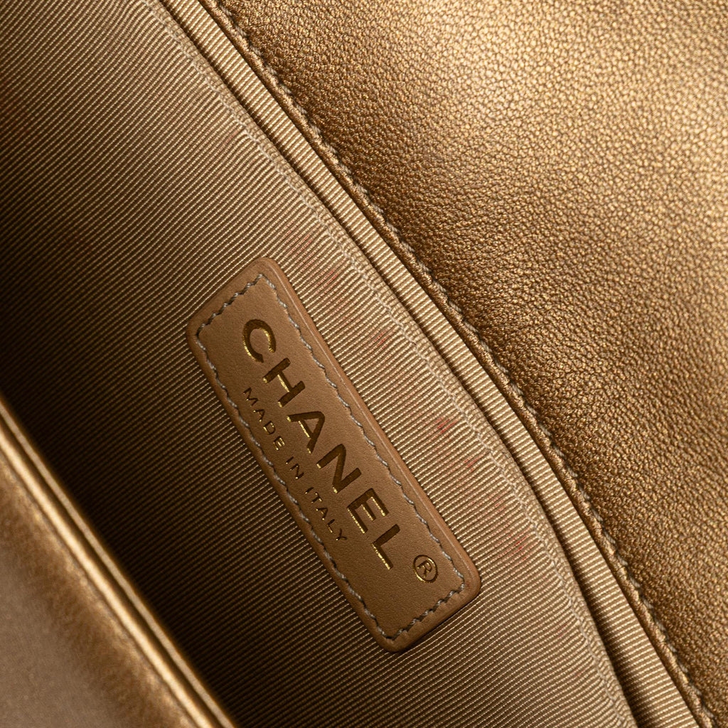 Chanel Old Medium Quilted Metallic Lambskin Boy Flap