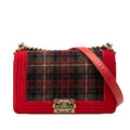 Chanel Old Medium Quilted Tweed and Velvet Boy Flap