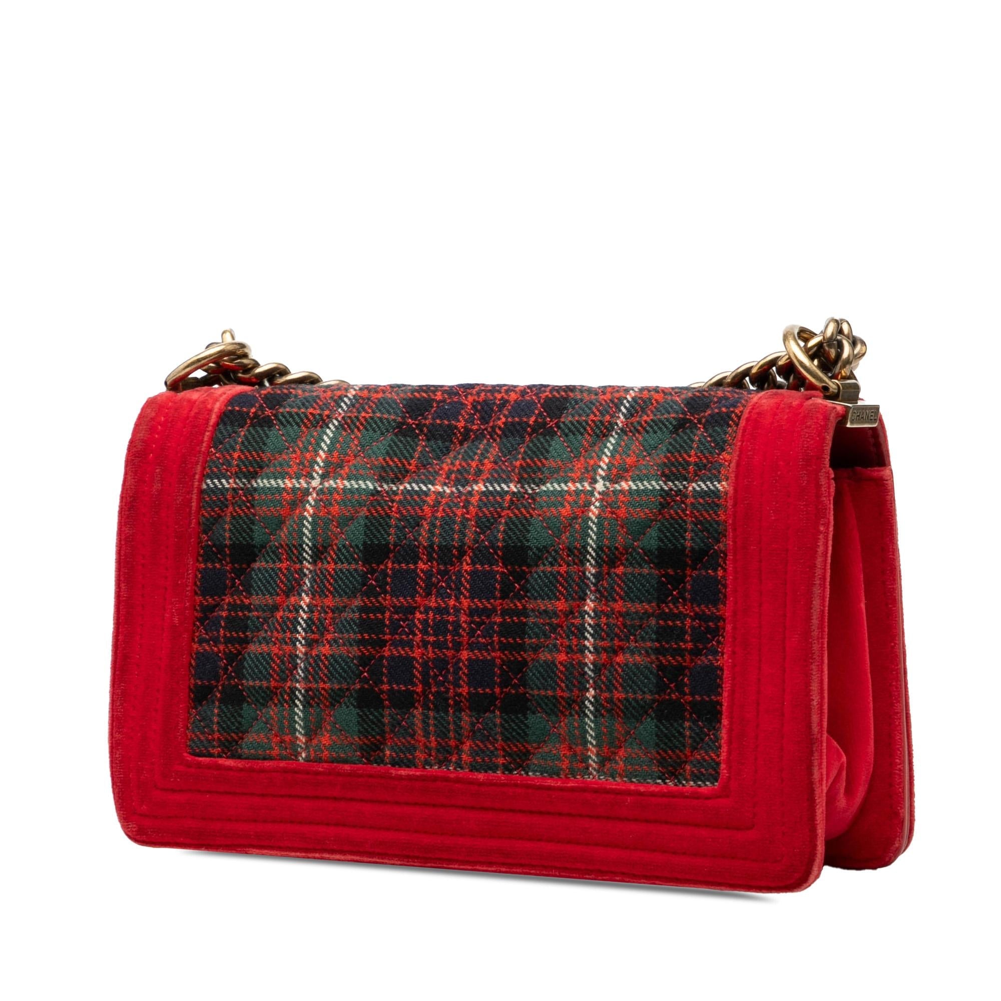 Chanel Old Medium Quilted Tweed and Velvet Boy Flap