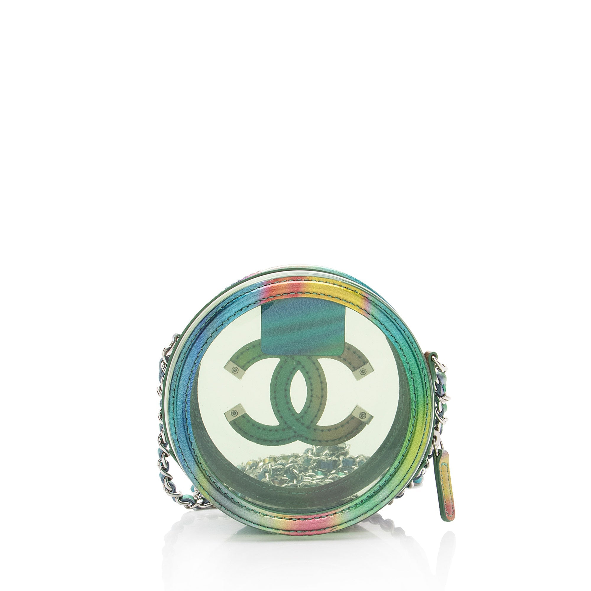 Chanel PVC Rainbow CC Filigree Round Clutch with Chain