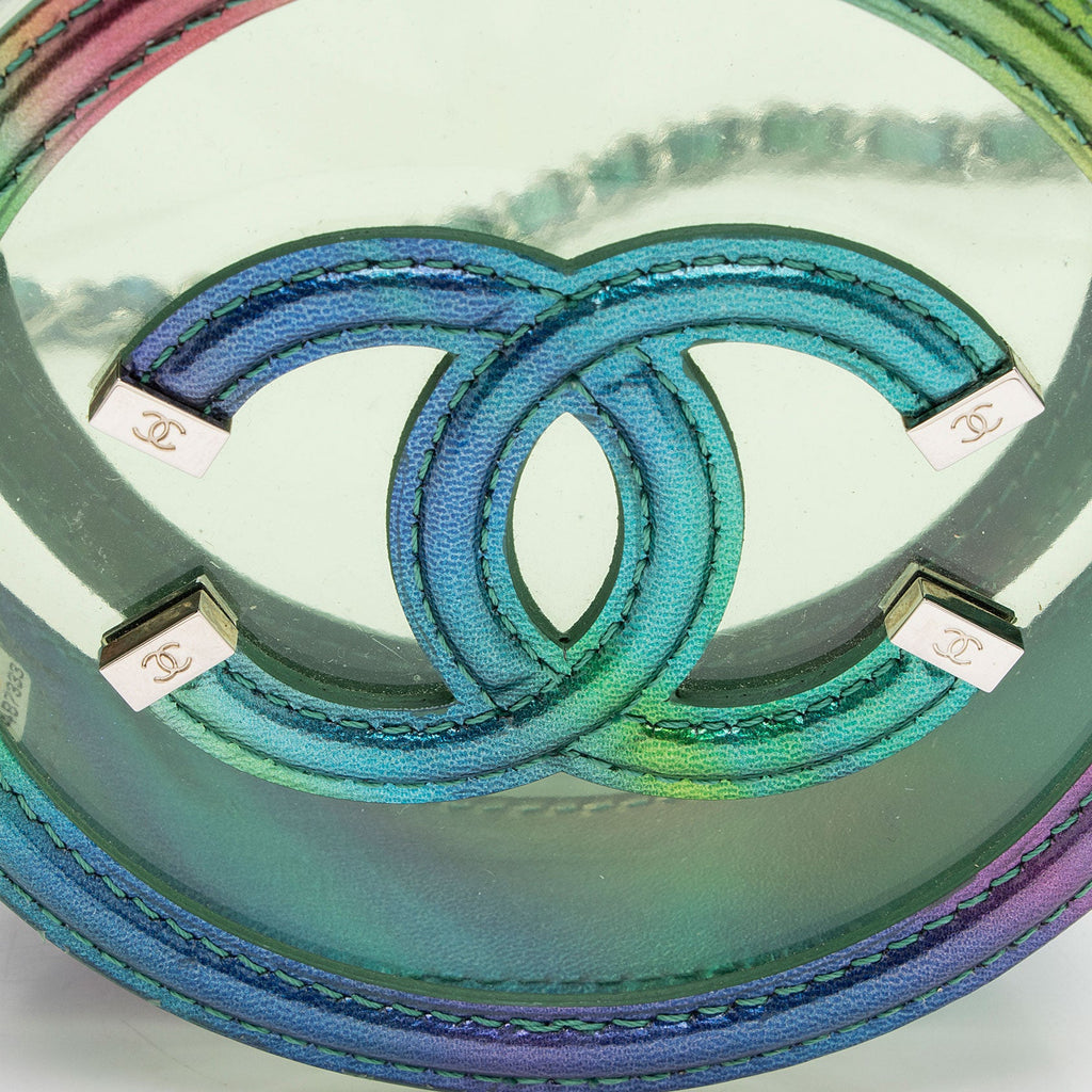 Chanel PVC Rainbow CC Filigree Round Clutch with Chain